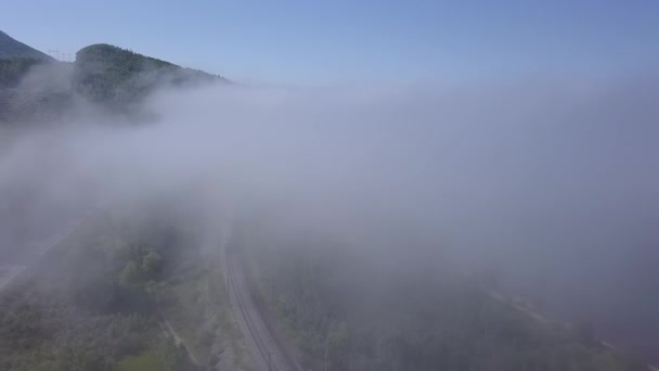 Train Travels Rail Clouds Coast Transibir Railway Flying Clouds Coast — Stock Video