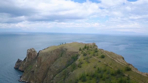 Mys Khoboy Cape Khoboy Rosja Jezioro Bajkał Wyspa Olchon Wysuniętego — Wideo stockowe