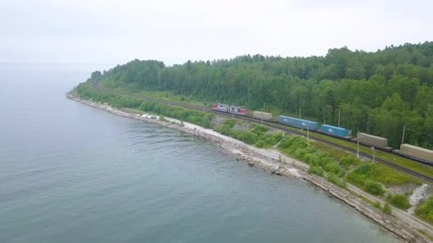 Russia Baikal August 2018 Trans Siberian Railway Coast Lake Baikal — Stock Video