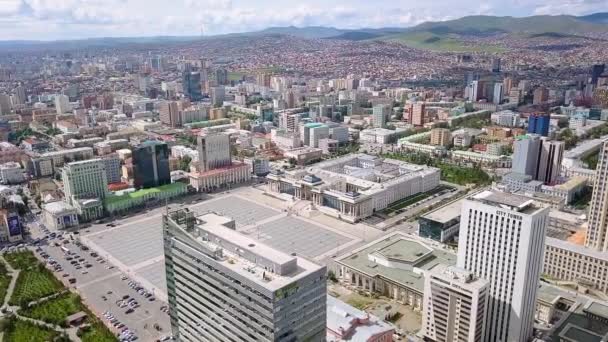 Mongolia Ulán Bator Agosto 2018 Palacio Gobierno Plaza Chinggis Plaza — Vídeo de stock