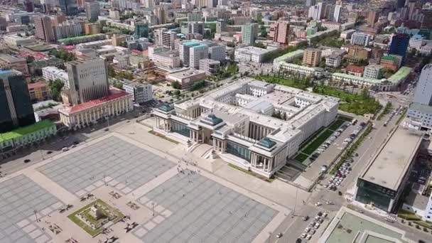 Mongolia Ulán Bator Agosto 2018 Palacio Gobierno Plaza Chinggis Plaza — Vídeo de stock