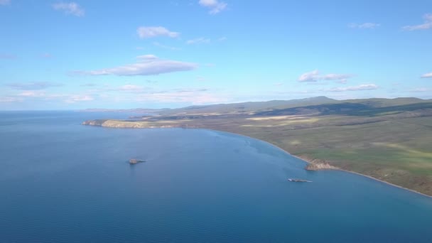 Rússia Lago Baikal Baía Mar Pequeno Vista Parte Norte Ilha — Vídeo de Stock
