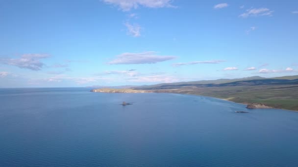 Rusia Lago Baikal Bahía Mar Pequeño Vista Parte Norte Isla — Vídeos de Stock