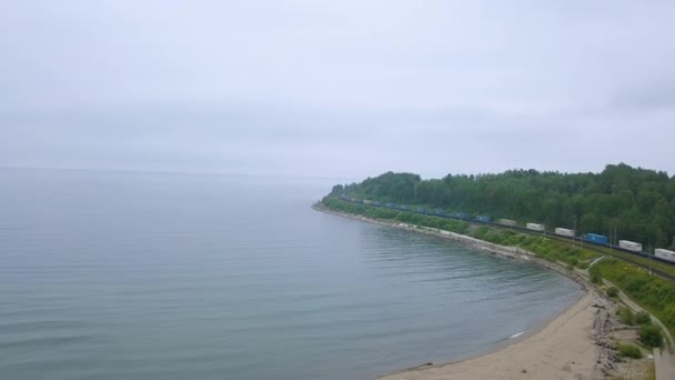 Rusland Baikal Augustus 2018 Trans Siberische Spoorweg Kust Van Het — Stockvideo