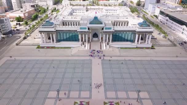 Mongólia Ulaanbaatar Palácio Governo Praça Chinggis Praça Suhebator Vídeo — Vídeo de Stock