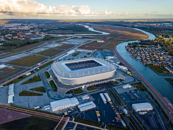 Rússia Kaliningrado Setembro 2018 Sunset Vista Aérea Estádio Kaliningrado Estádio — Fotografia de Stock