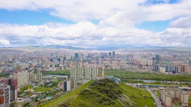 Ulan Batur, Moğolistan. Sovyetler Memorial'a Zaisan Tolgoi asker. Kızıl Ordu s destek Moğol insanlar s devrim, üzerinden dron onuruna karmaşık  