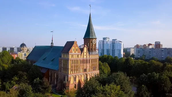 坎特岛加里宁格勒大教堂 俄罗斯 加里宁格勒 从无人机 — 图库照片