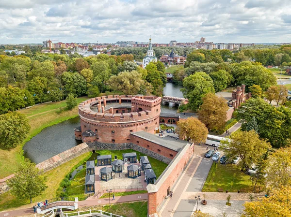 Russie, Kaliningrad. Photographie aérienne. Tour forteresse datant f — Photo