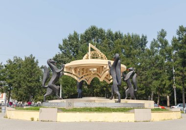 Rusya, Novosibirsk - 19 Temmuz 2018: Sibirya expanses. Anıt