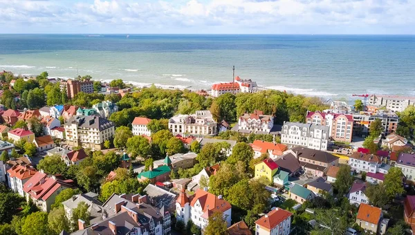 Rússia, Zelenogradsk. Vista panorâmica do Mar Báltico, De Drone — Fotografia de Stock