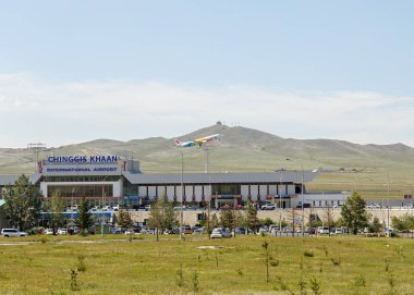 Moğolistan, Ulaanbaatar - 08 Ağustos 2018: Th uçak çıkartıyor