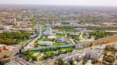 Astrahan Kremlin, tarihi ve mimari kompleks hava görünümünü. Rusya, Astrahan 