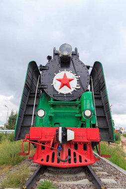 Moğolistan, Ulaanbaatar - 08 Ağustos 2018: Demiryolu Müzesi. Locomot
