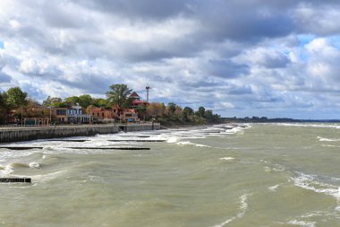 Rusya, Zelenogradsk - 22 Eylül 2018: Promenade ve bea