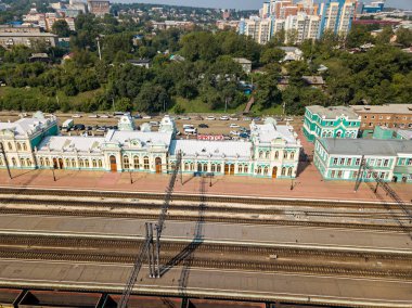 Rusya, Irkutsk - 27 Temmuz 2018: Merkez demiryolu İstasyonu 