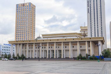 Moğolistan, Ulaanbaatar - 08 Ağustos 2018: Moğolca tiyatro Museu