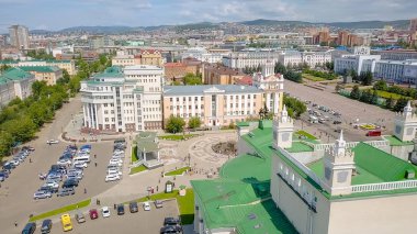 Rusya, Ulan-Ude-03 Ağustos 2018: SSCB G. Ts. Tsydynzhapov, dron gelen halk sanatçısı sonra Buryat Devlet Akademik Opera ve Bale Tiyatrosu adlı 
