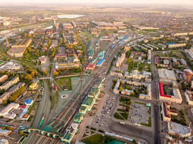 Rusya, Omsk - 16 Temmuz 2018: Merkez Tren İstasyonu,