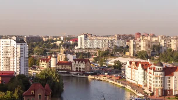 Günden Geceye Uzun Geçiş Kaliningrad Şehir Merkezi Rusya Balık Köyü — Stok video