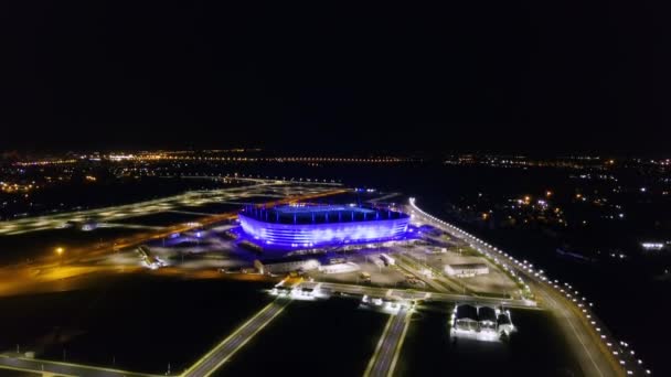 Rusia Kaliningrad Septiembre 2018 Estadio Aéreo Nocturno Kaliningrado Estadio Fútbol — Vídeos de Stock