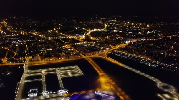 俄罗斯 加里宁格勒 2018年9月20日 加里宁格勒的空中夜景体育场 加里宁格勒足球场 2018年 用于2018年亚足联世界杯的比赛 Ultrahd — 图库视频影像