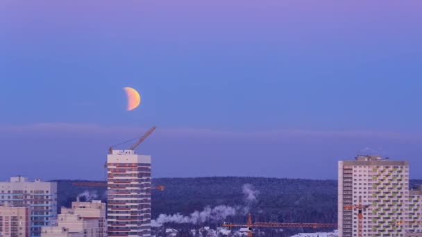 Yekaterinburg Rusya Ocak 2019 Gün Batımı Yeni Binalar Vinçler Görünümü — Stok video