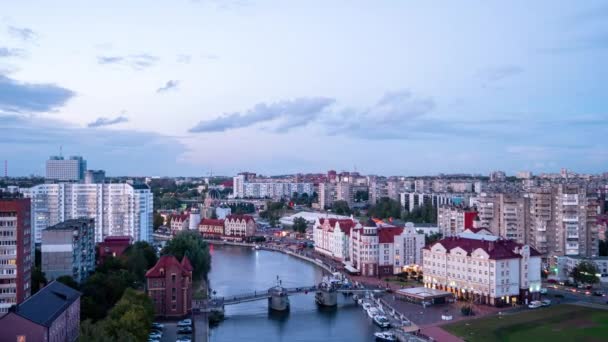 Akşamları Kaliningrad Kentinin Işıkları Aydınlatılmıştır Rusya Zaman Atlamalı Video Ultrahd — Stok video