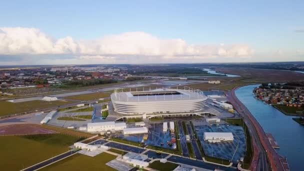 Rosja Kaliningrad Września 2018 Widok Lotu Ptaka Zachodzie Słońca Stadion — Wideo stockowe