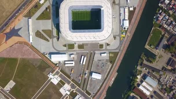 Oroszország Kaliningrad Szeptember 2018 Légifelvétel Stadion Kalinyingrád Labdarúgó Stadion Kalinyingrádi — Stock videók