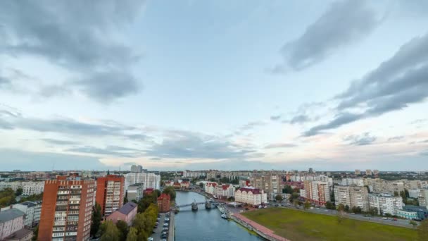 Transição Dia Sol Para Noite Nuvem Centro Cidade Kaliningrado Rússia — Vídeo de Stock