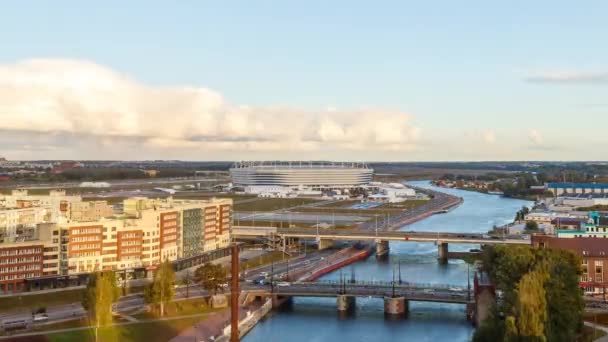 Russia Kaliningrad Settembre 2018 Giorno Notte Luna Sorge Stadio Kaliningrad — Video Stock