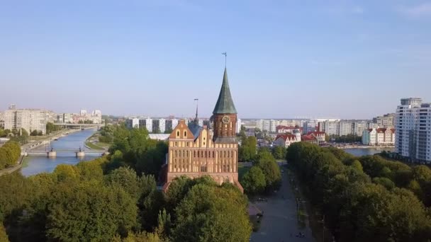 Die Kathedrale Von Kaliningrad Auf Der Insel Kant Russland Kaliningrad — Stockvideo