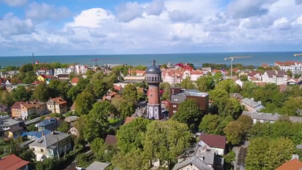 Russland Zelenogradsk September 2018 Wasserturm Krantz Der Städtische Wasserturm Wurde — Stockvideo