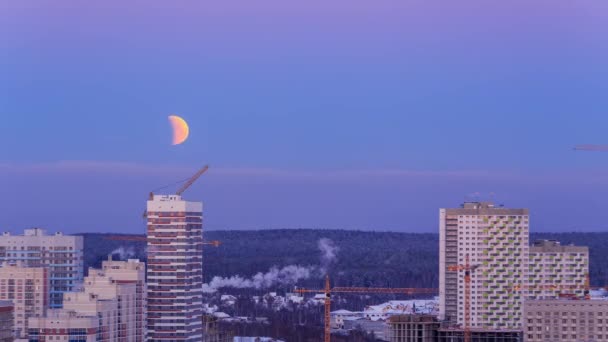 Yekaterinburg Rusya Ocak 2019 Gün Batımı Yeni Binalar Vinçler Görünümü — Stok video