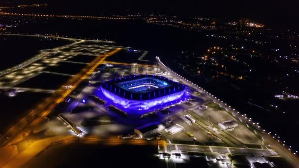 Rusland Kaliningrad September 2018 Luchtfoto Night View Stadion Kaliningrad Voetbalstadion — Stockvideo