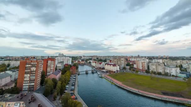 Transition Sun Day Cloud Night City Center Kaliningrad Russia View — Stock Video