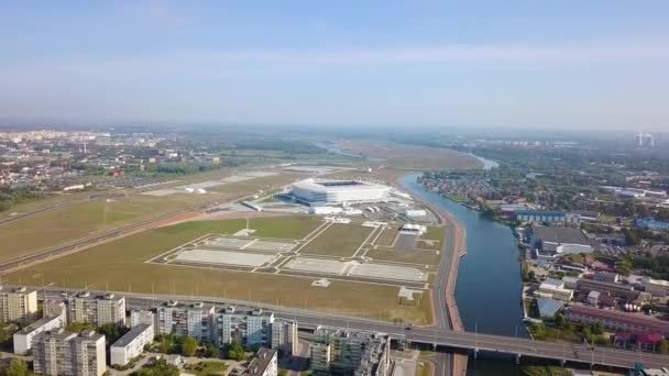 Kaliningrad Ryssland Allmänt Panorama Med Stadion Video Ultrahd — Stockvideo