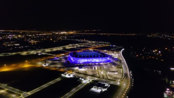 Rusland Kaliningrad September 2018 Luchtfoto Night View Stadion Kaliningrad Voetbalstadion — Stockvideo