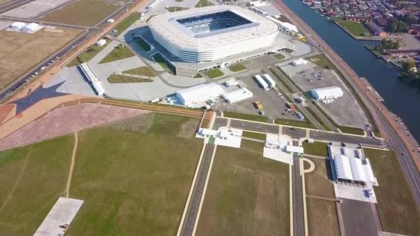 Oroszország Kaliningrad Szeptember 2018 Légifelvétel Stadion Kalinyingrád Labdarúgó Stadion Kalinyingrádi — Stock videók