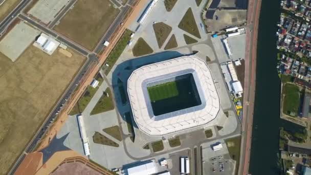 Oroszország Kaliningrad Szeptember 2018 Légifelvétel Stadion Kalinyingrád Labdarúgó Stadion Kalinyingrádi — Stock videók