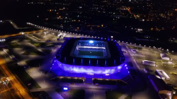 Rosja Kaliningrad Września 2018 Lotnicze Nocne Zobacz Stadion Kaliningradzie Stadion — Wideo stockowe