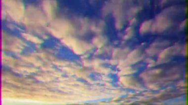Glitch effect. The sky cleared at sunset. Time Lapse. Video. UltraHD (4K)