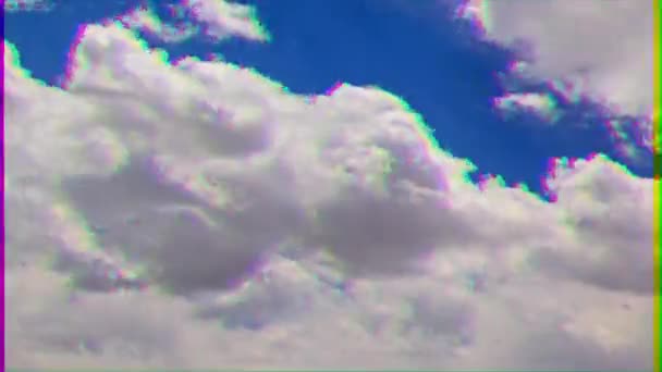 グリッチ効果 昼間は空に雲がある タイムラプス — ストック動画