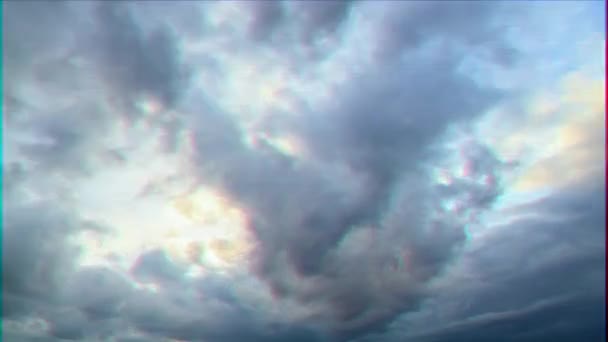 Glitch Effect Rain Clouds Rain Starts Time Lapse Video — Stock Video