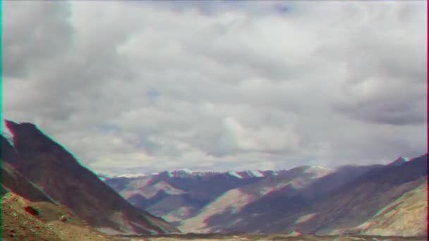 Glitch Effect Wolken Gletsjer Kirgystan Centrale Tien Shan Gletsjer Inylchek — Stockvideo