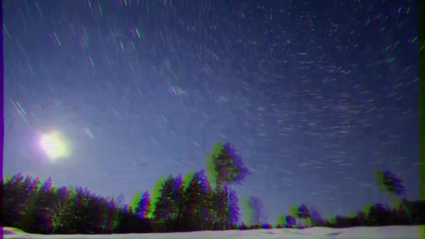 Efekt Glitch Księżyc Zachód Słońca Linii Timelapse Wideo Ultrahd — Wideo stockowe