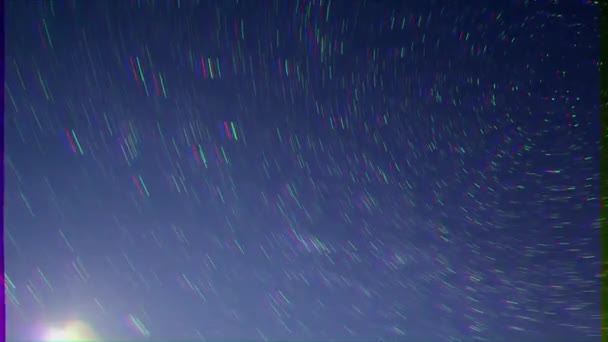 Эффект Глюка Звёздное Небо Луной Линия Время Покажет Видео — стоковое видео