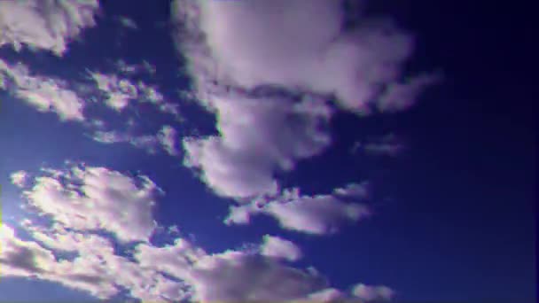 Glitch Effect Wolken Een Heldere Hemel Tijdsverloop Video Ultrahd — Stockvideo