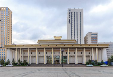 Moğolistan, Ulaanbaatar - 08 Ağustos 2018: Moğolca tiyatro Museu